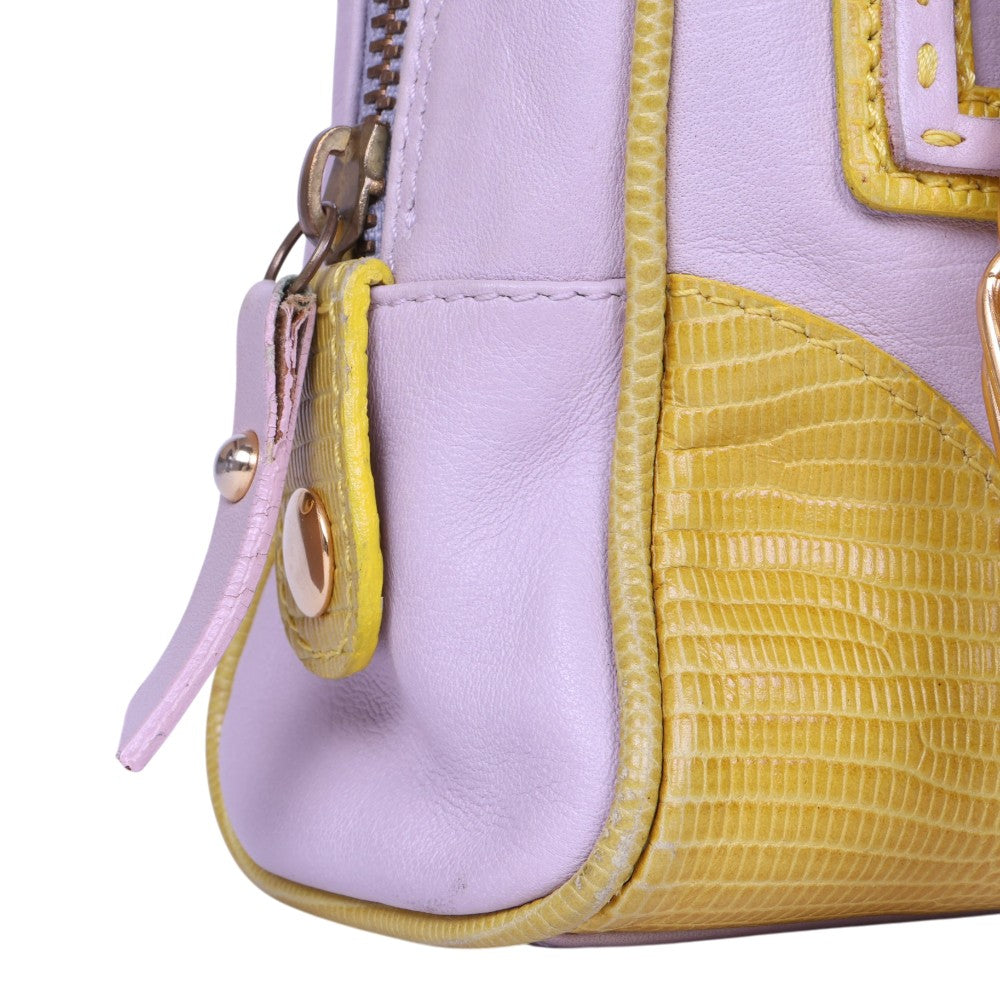 Chain Handle Logo Bag Lila & Geel