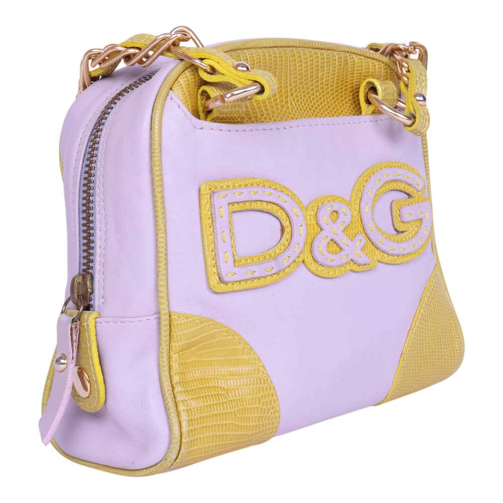 Chain Handle Logo Bag Lila & Geel