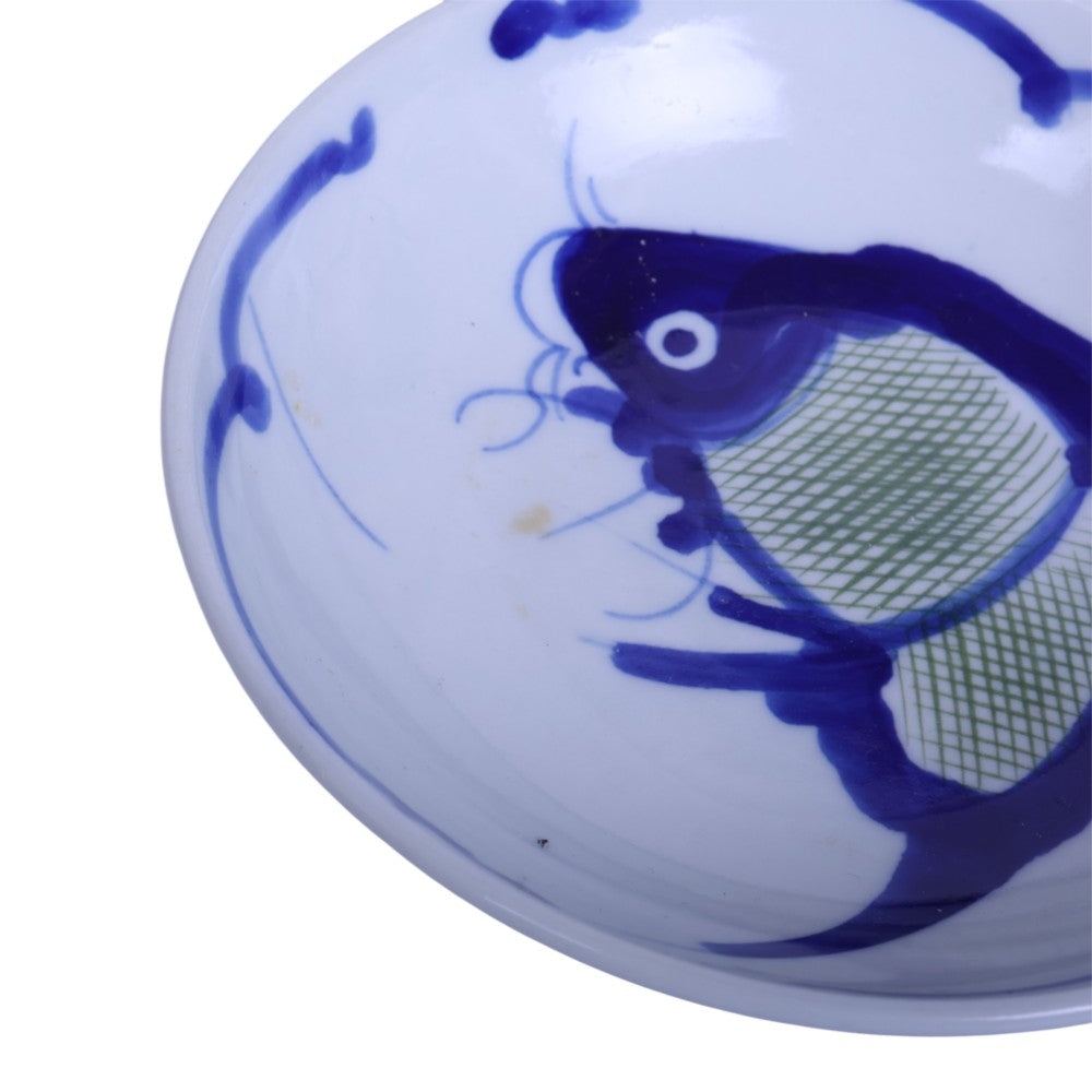 Chinese Koi Karper Schaaltjes - Blauw-Wit Porselein - Set van 13