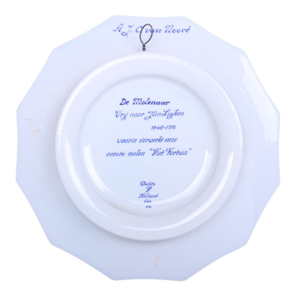 Delfts Blauw Sierbord - De Molenaar naar Jan Luyken - Mei 1959