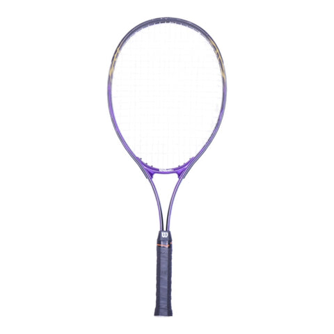 Wilson Grand Slam 110 tennisracket, paars-zwart, volledige voorkant met snaren, tweedehands