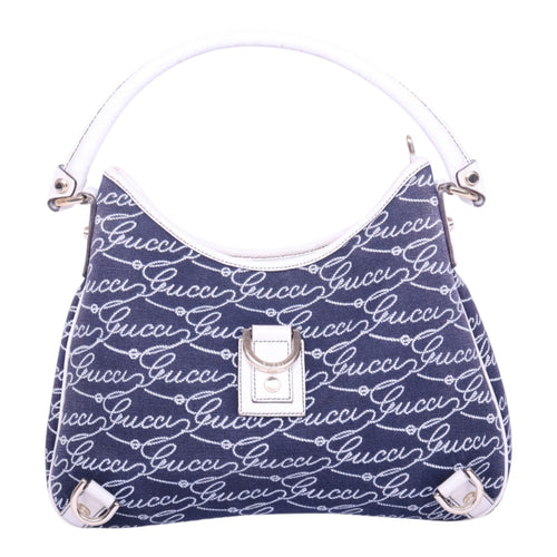 Abbey D-Ring Hobo Script Canvas Blauw