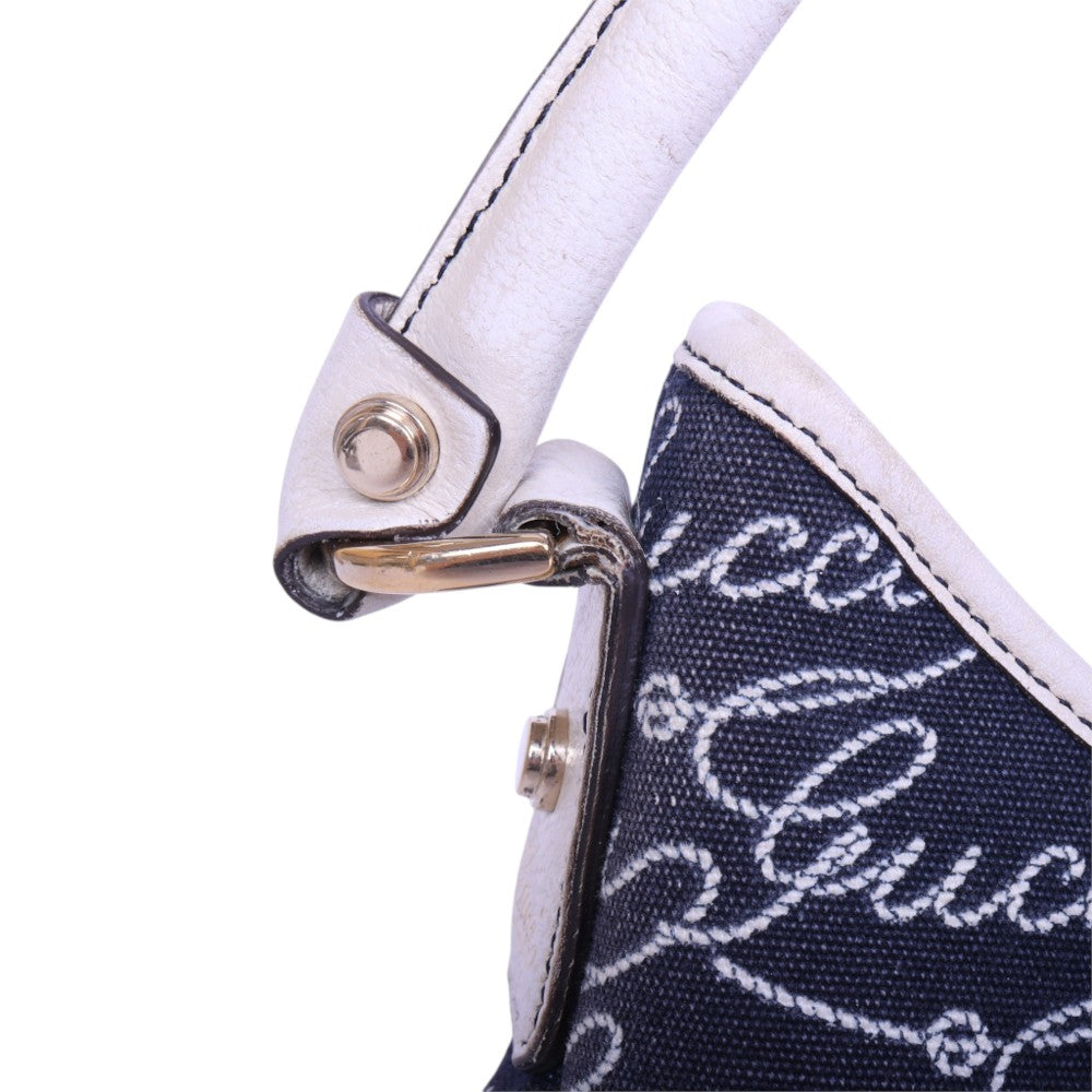 Abbey D-Ring Hobo Script Canvas Blauw
