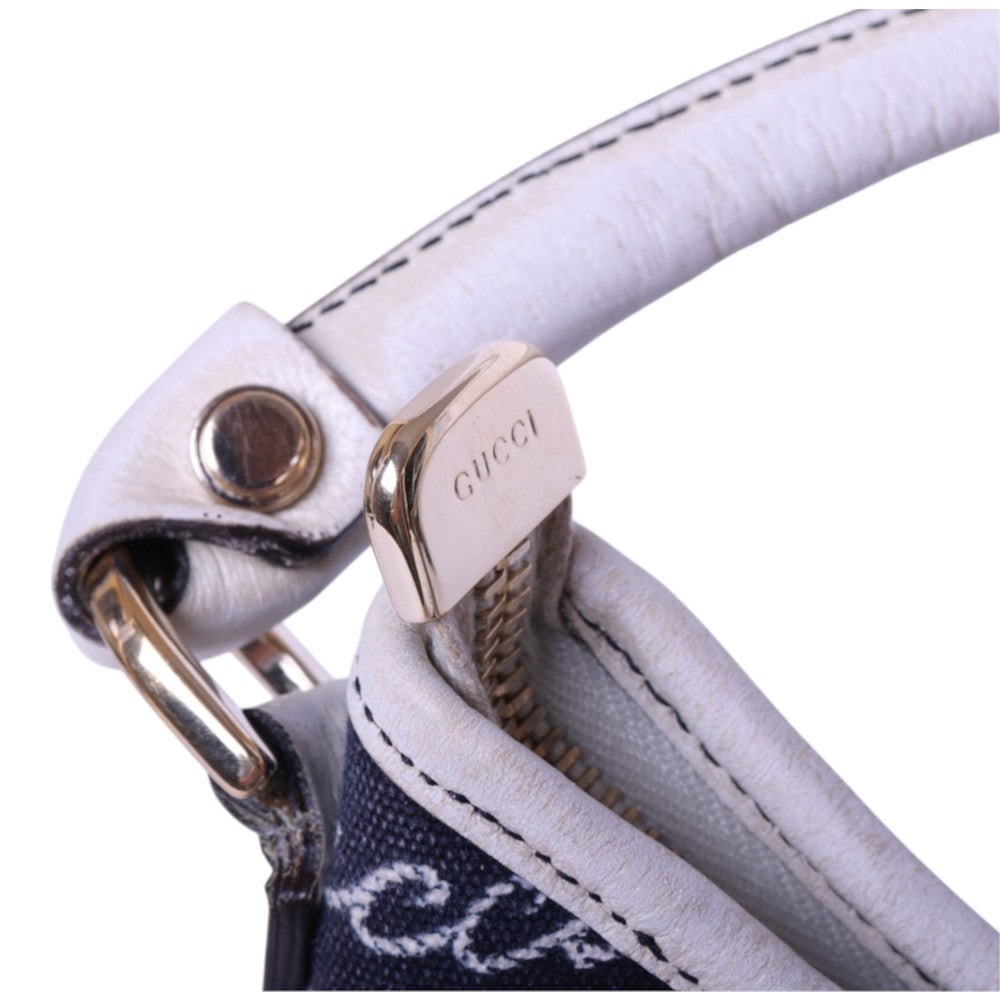 Abbey D-Ring Hobo Script Canvas Blauw
