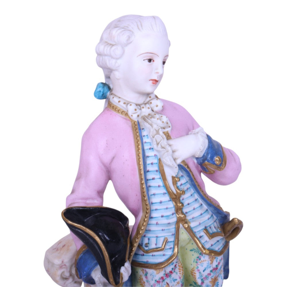 Stel Biscuitporseleinen Beeldjes - Galant Paar (Heer en Dame)