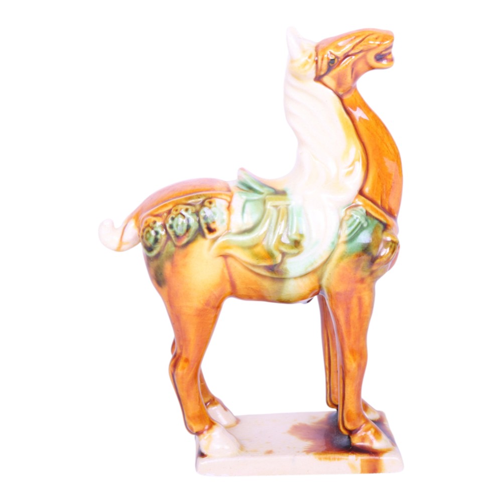 Tang Dynastie Paardenbeeld - Sancai Driekleurig Glazuur