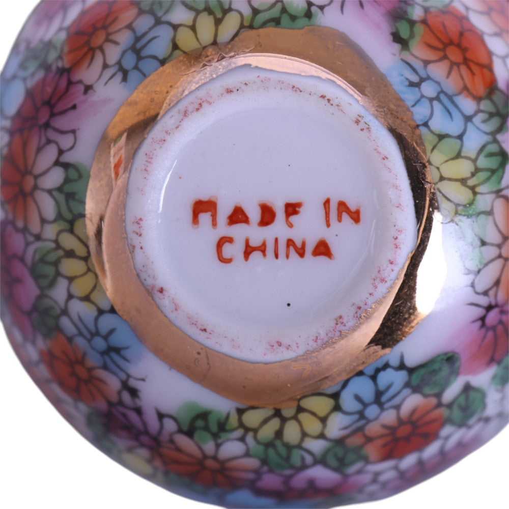 Chinees Porseleinen Kommetje - Mille Fleurs met Drakenmedaillon