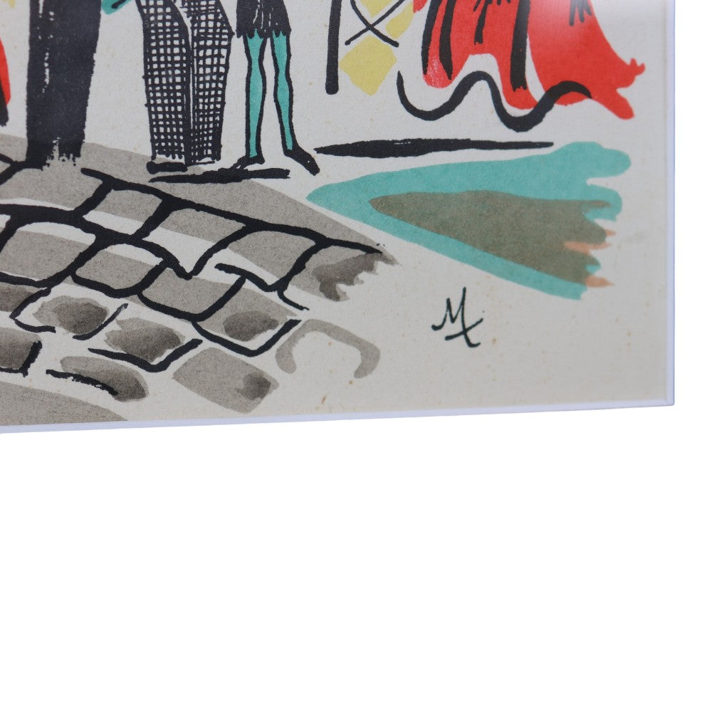 Pigalle - Parijse Straatscene - Kleurenlitho (Ingelijst)