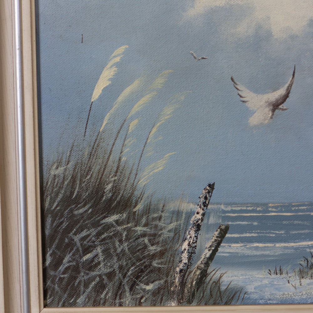 Olieverfschilderij Duinlandschap met Meeuwen aan Zee