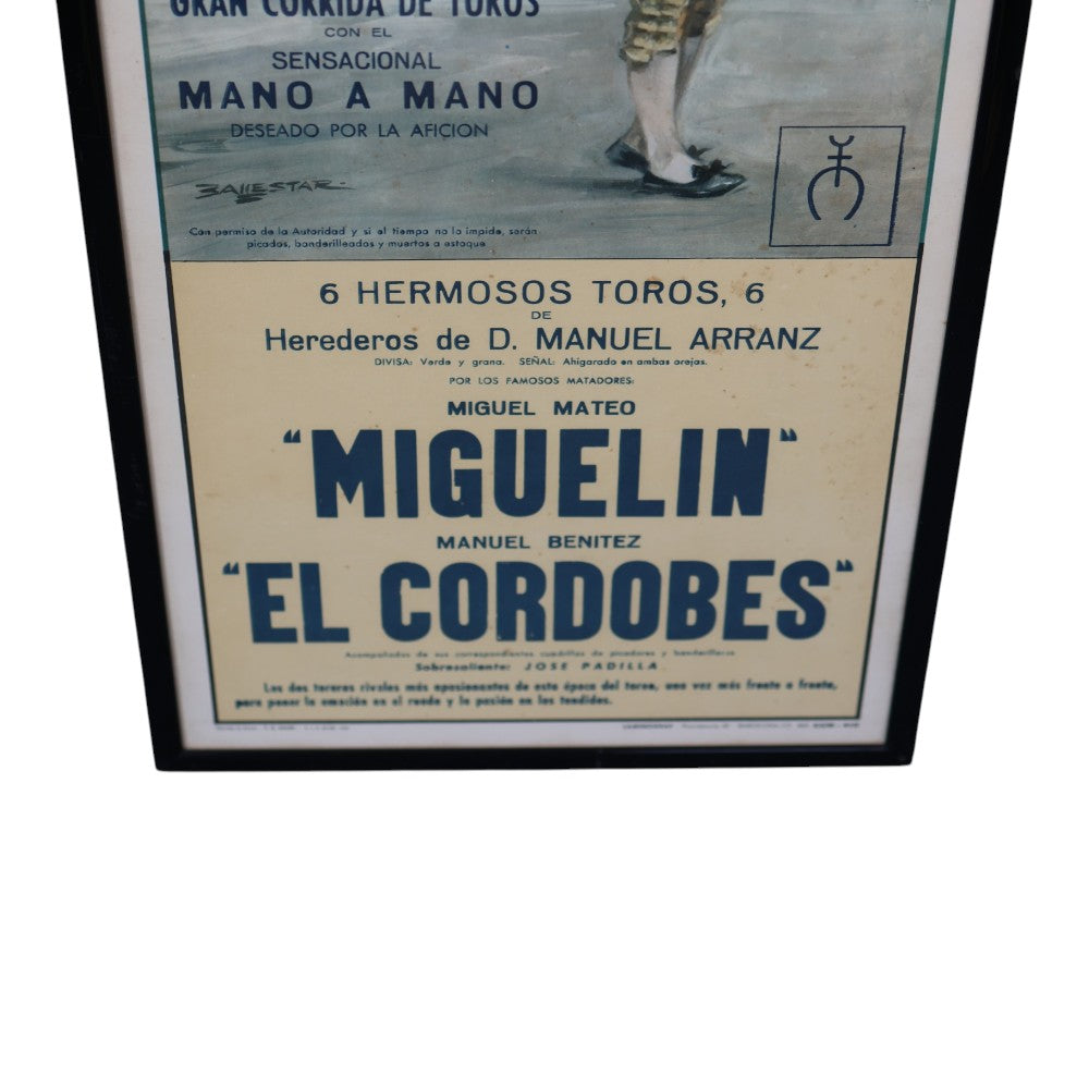 Stierenvechtposter Algeciras 1971 - El Cordobes & Miguelin (Ingelijst)