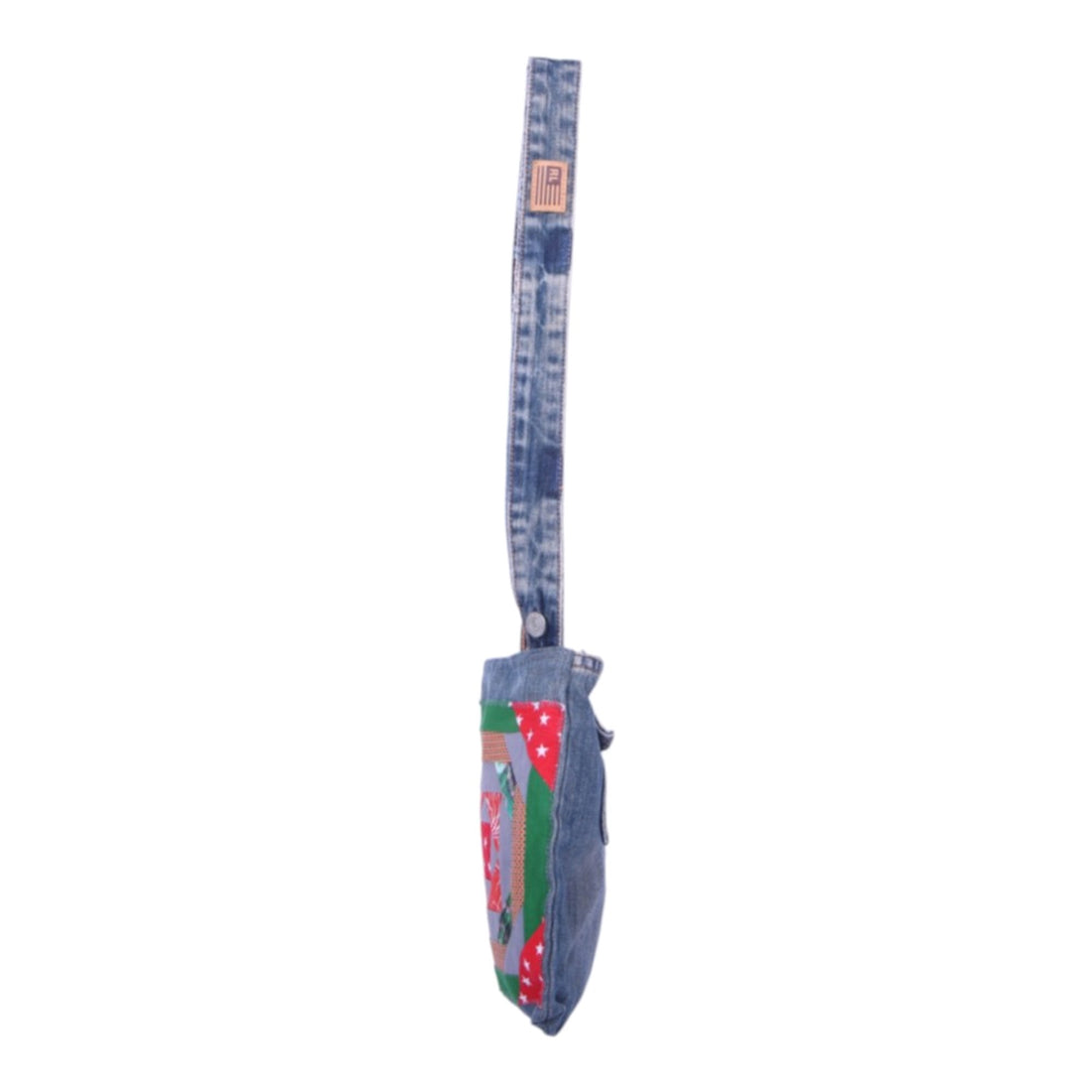 Upcycled Denim Schoudertas met Patchwork - Blauw Multicolor