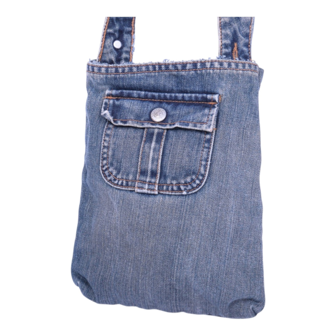 Upcycled Denim Schoudertas met Patchwork - Blauw Multicolor