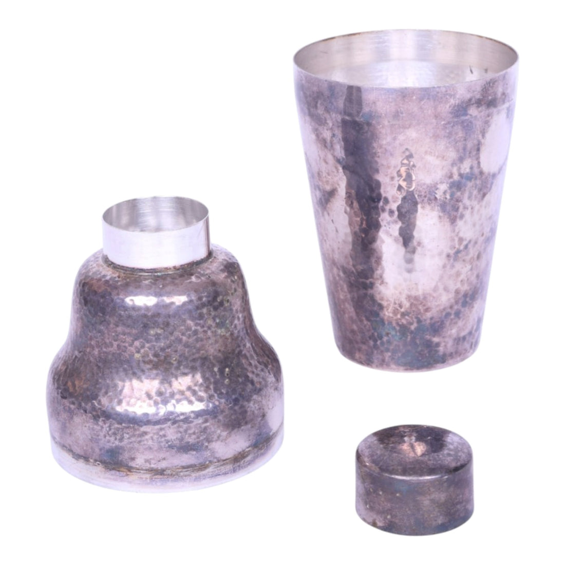 Art Deco Cocktailshaker - Verzilverd Gehamerd - Nr. 99 - 22 cm