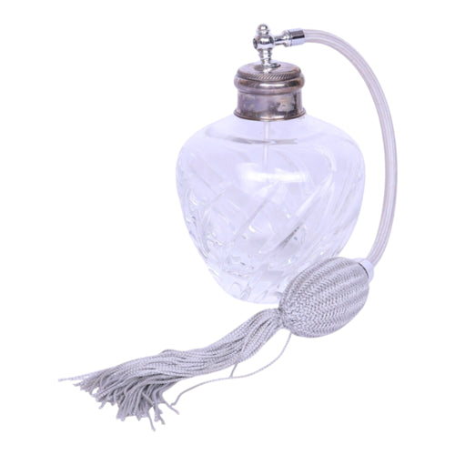 Geslepen Kristallen Parfumverstuiver met 800 Zilveren Dop - 9x13 cm