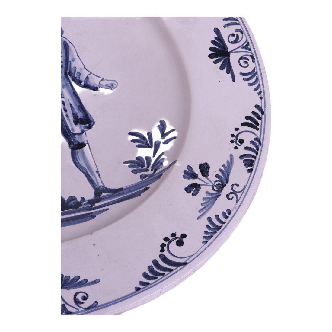 Grote Faience Schotel met Galant Paar - Blauw-Wit in Delftse Stijl - 42 cm