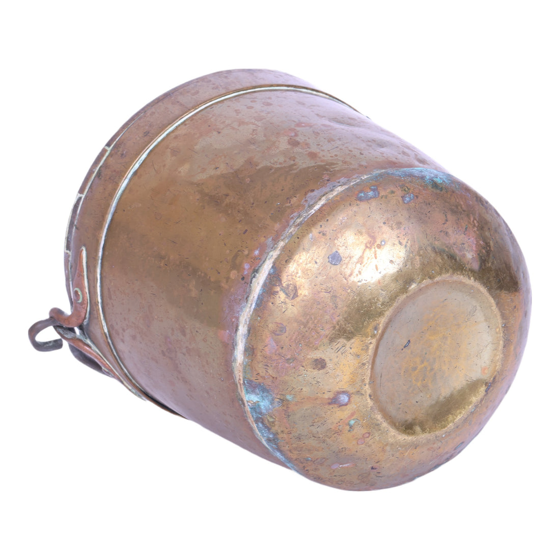 Antieke Messing Emmer met Hengsel, Ketting en Ring - 19 cm