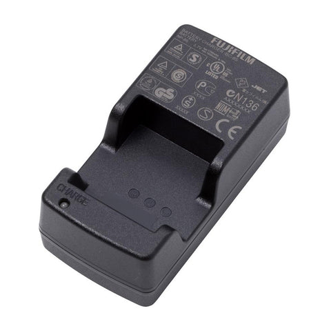 Fujifilm BC-85 acculader voor NP-85, zwart, schuin met leeg laadvak, tweedehands