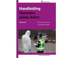 Handleiding Optreden plaats delict, Adri van Amelsvoort, paarse omslag met sporenonderzoek, tweedehands