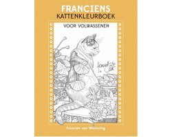 Franciens kattenkleurboek voor volwassenen, Francien van Westering, gele omslag met een getekende kat, tweedehands