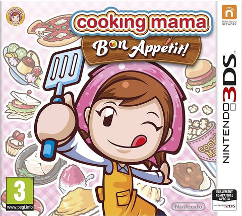 Nintendo 3DS Cooking Mama Bon Appétit!, doos voorkant met Franse 2DS-vermelding, tweedehands