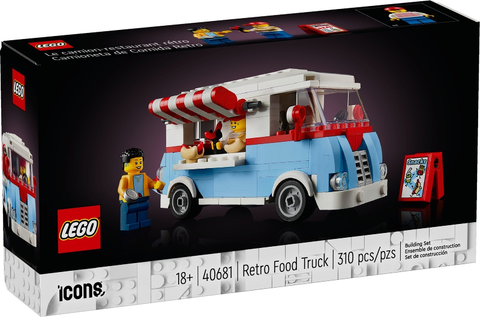 LEGO Icons Retro Food Truck 40681, doos voorkant met de foodtruck