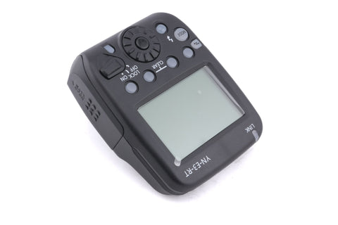 Yongnuo Speedlite Transmitter YN-E3-RT, zwart, achterkant met display, draaiwiel en LOCK-schakelaar, tweedehands