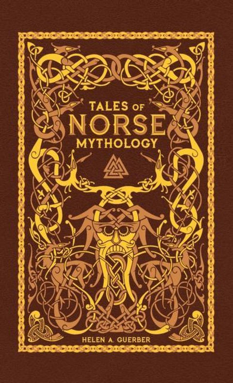 Tales of Norse Mythology, Helen A. Guerber, boekomslag voorkant met Noorse knoopwerkdecoratie op leren band, tweedehands