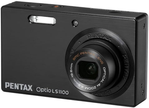 Pentax Optio LS1100 digitale compactcamera, zwart, voorkant, tweedehands