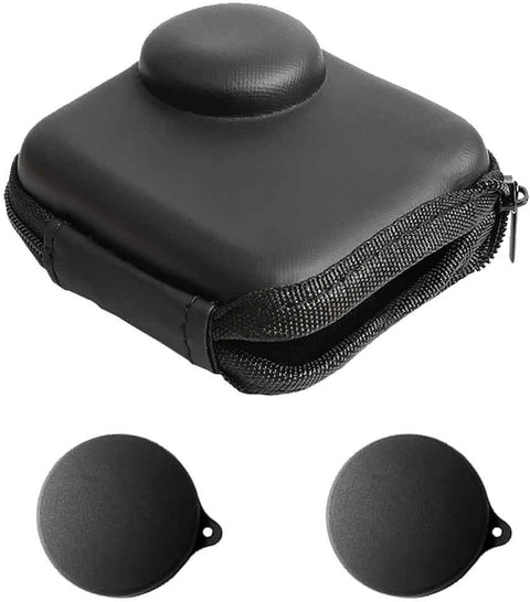 ULBTER mini opbergtas met 2 lensdoppen voor GoPro MAX, zwarte harde tas met rits en twee zwarte doppen