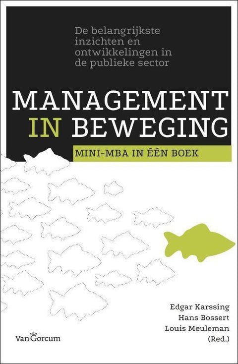Management in beweging, mini-MBA in één boek, Edgar Karssing e.a., omslag met een school vissen, tweedehands