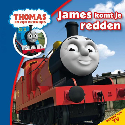 James komt je redden, Thomas en zijn vriendjes, Tor Åge Bringsværd, omslag met een rode locomotief en Thomas, tweedehands