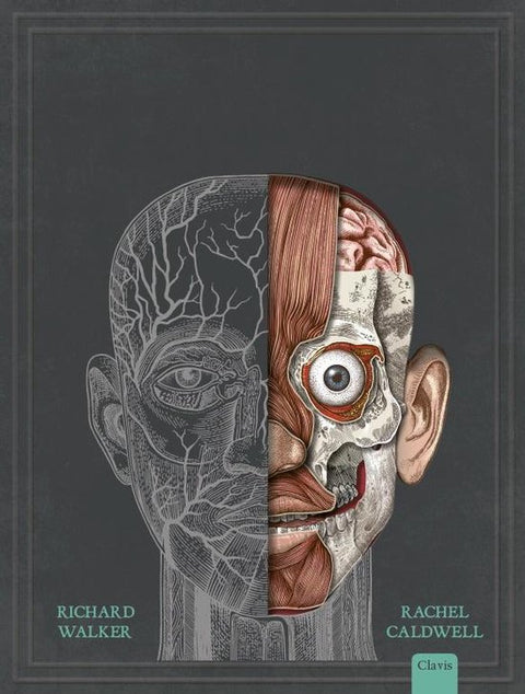 Het menselijk lichaam, Richard Walker, boekomslag voorkant met een anatomische tekening van een hoofd, tweedehands