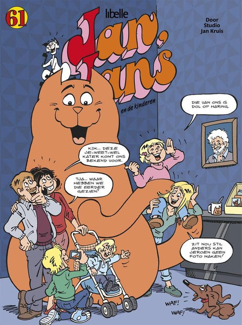 Jan, Jans en de kinderen 61, Studio Jan Kruis, stripboek met een grote kat en het gezin, tweedehands