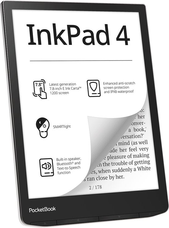 PocketBook InkPad 4 E-Reader 7.8 inch Stardust Silver