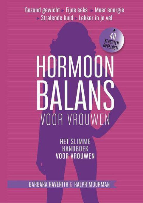 Hormoonbalans voor vrouwen, Barbara Havenith en Ralph Moorman, paarse boekomslag voorkant met silhouet, tweedehands