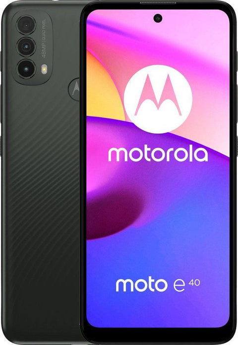 Motorola Moto E40 64GB, zwart, voor- en achterkant
