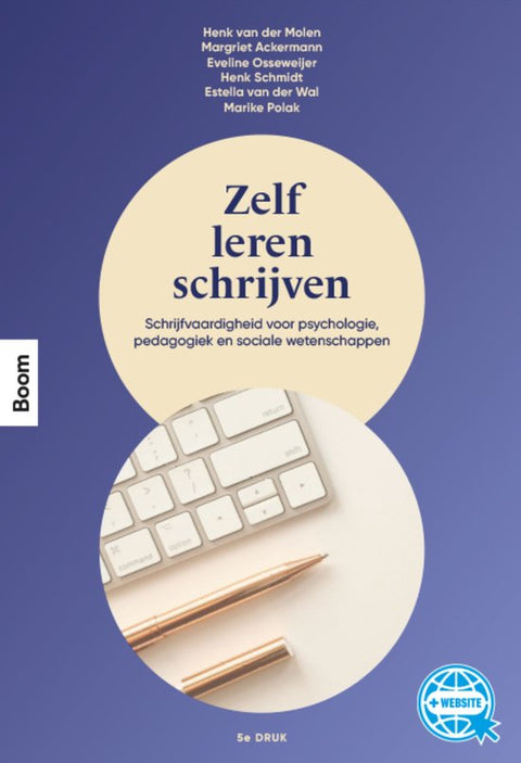 Zelf leren schrijven, Henk van der Molen, boekomslag voorkant met toetsenbord en pen, tweedehands
