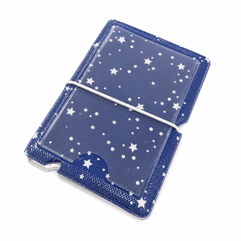 Mini fotoalbum voor Fujifilm Instax Mini foto's, blauw met sterren, dichtgevouwen