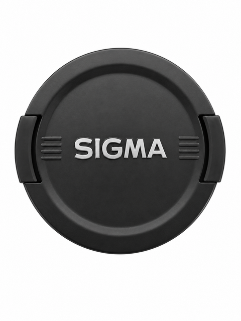 Sigma lensdop 62mm, zwart met zilver Sigma-logo tussen streepjes en klemmen aan de zijkant, voorkant