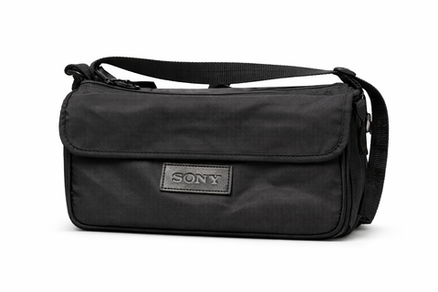 Sony cameratas voor vintage camcorder 30 x 15 cm, zwart met klep en schouderriem, voorkant, tweedehands