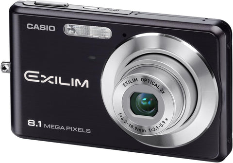 Casio Exilim EX-Z8 digitale compactcamera, zwart, voorkant met 8.1 megapixel-opschrift, tweedehands