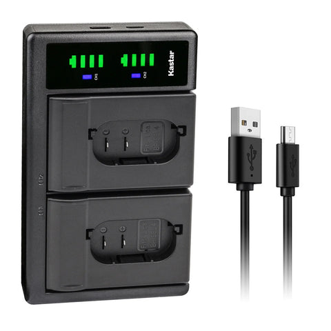BC-120L dubbele USB-lader voor Casio NP-120, zwart met twee laadvakken, laadindicatie en USB-kabel, tweedehands