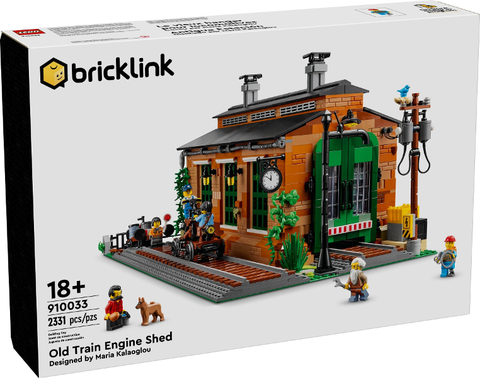 LEGO Old Train Engine Shed 910033, doos voorkant met de oude locomotiefloods