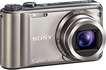 Sony Cyber-shot DSC-HX5V digitale compactcamera, goud, voorkant met 10x zoomlens, tweedehands
