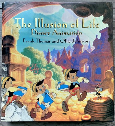 The Illusion of Life, Disney Animation, Frank Thomas en Ollie Johnston, omslag met getekende figuren, tweedehands
