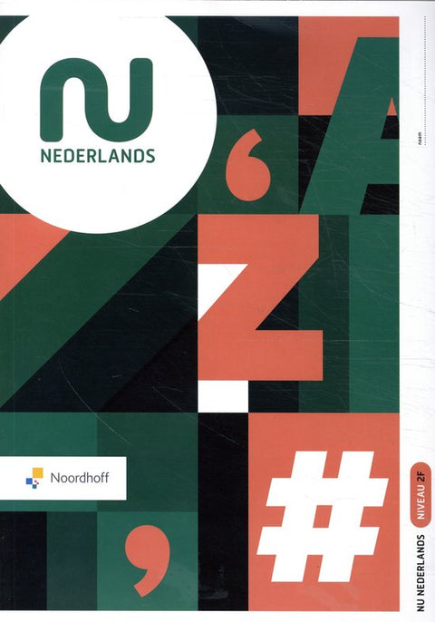 NU Nederlands 2F leerwerkboek, Noordhoff, boekomslag voorkant met groen-rood letterpatroon, tweedehands