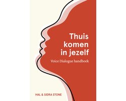 Thuiskomen in jezelf, Voice Dialogue handboek, Hal en Sidra Stone, rode omslag met een gezichtsprofiel, tweedehands