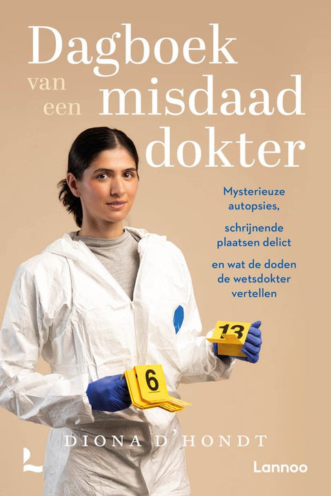 Dagboek van een misdaaddokter, Diona D'Hondt, omslag met een vrouw in een wit beschermpak, tweedehands