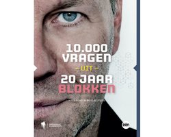 10.000 vragen uit 20 jaar Blokken, Kris Soret, omslag met een half mannengezicht met lichtblauwe iris, tweedehands