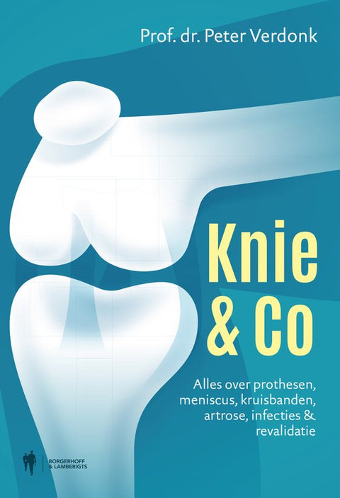 Knie & Co, Peter Verdonk, blauwe omslag met een illustratie van een kniegewricht, tweedehands